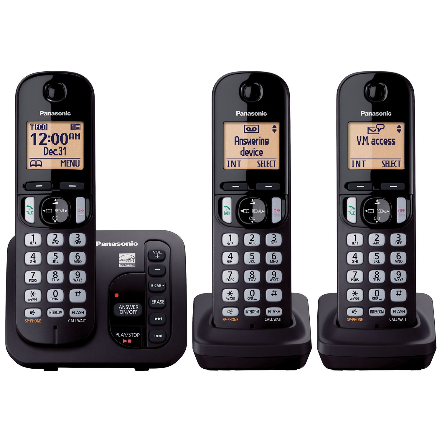 Amazon.com: Panasonic KX-TGC253B DECT 6.0 3-Handset Landline